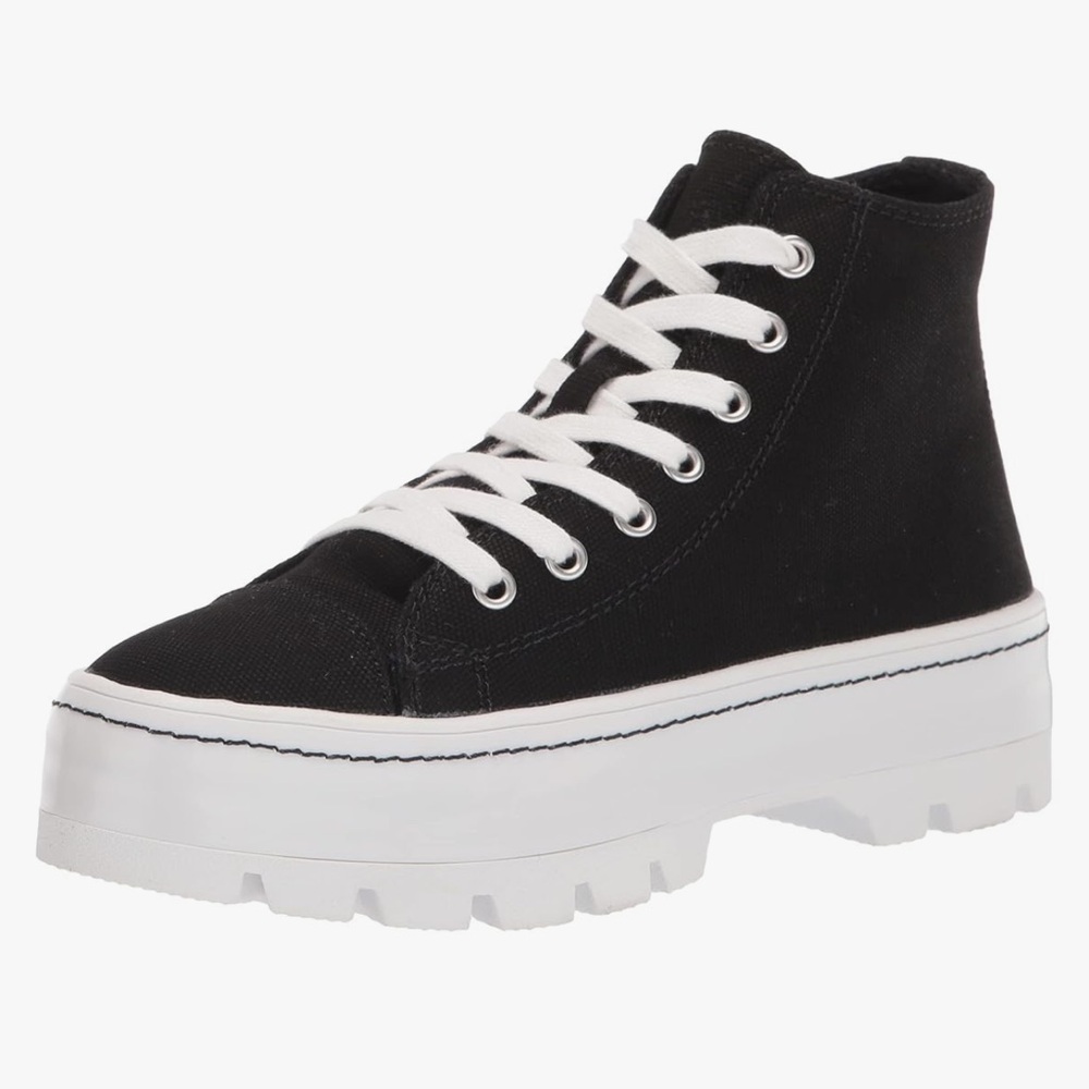 Brand new! $60 Madden Girl Shaddoww Black Fabric Platform Tennis Shoe size 9.5M